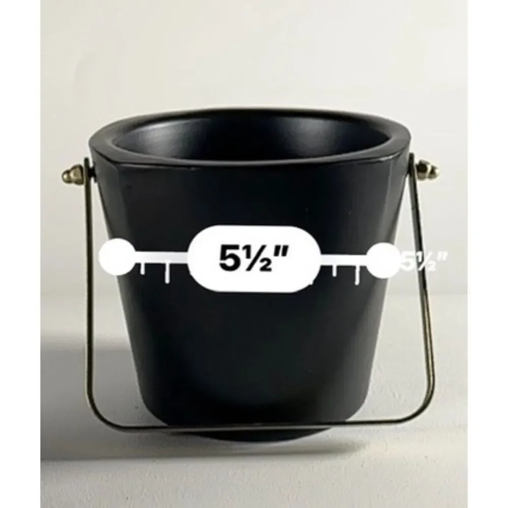 Mid Century Modern Black Ice Bucket with Brass Accents, Vintage Retro